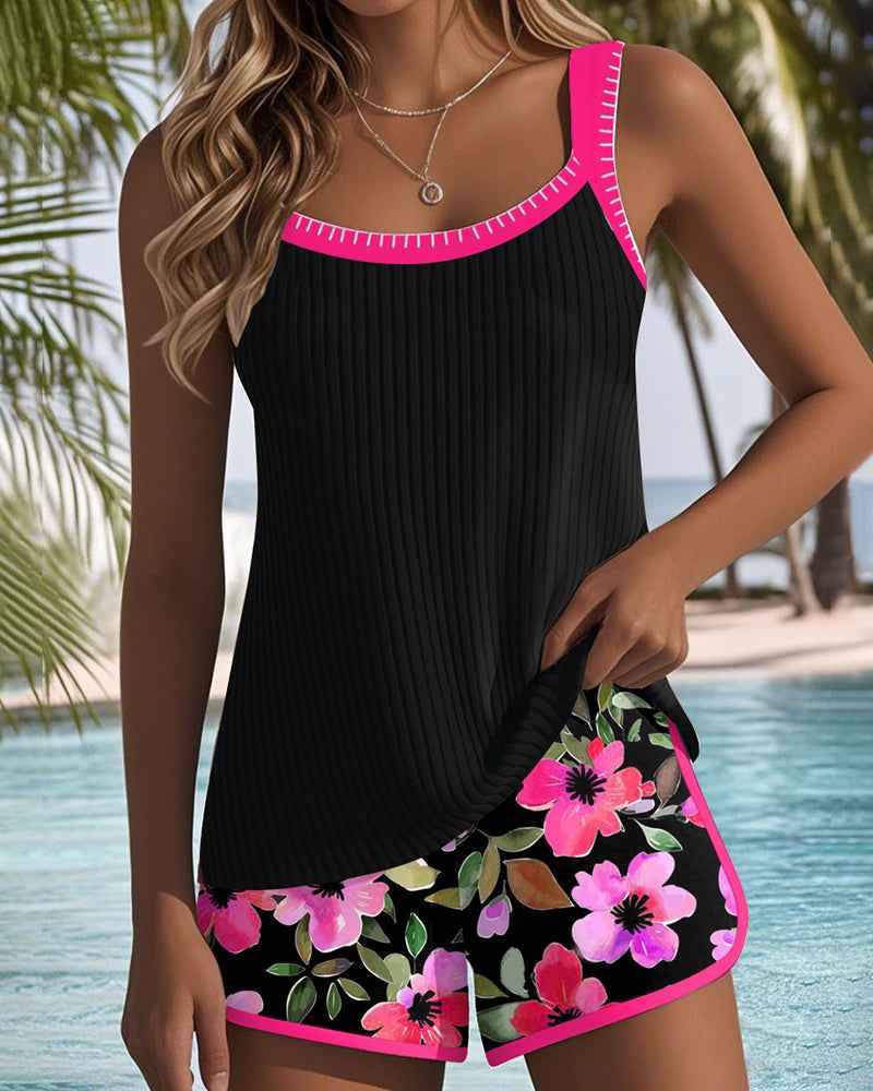 Maren Blütenprint Badeanzug-Tanktop mit passendem Boxer-Unterteil - Bild 2