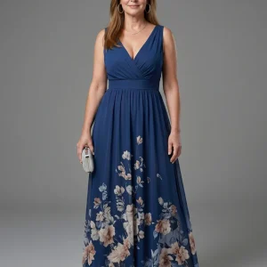 Clarissa | Ärmelloses Midikleid mit V-Ausschnitt und weichem Blumensaum