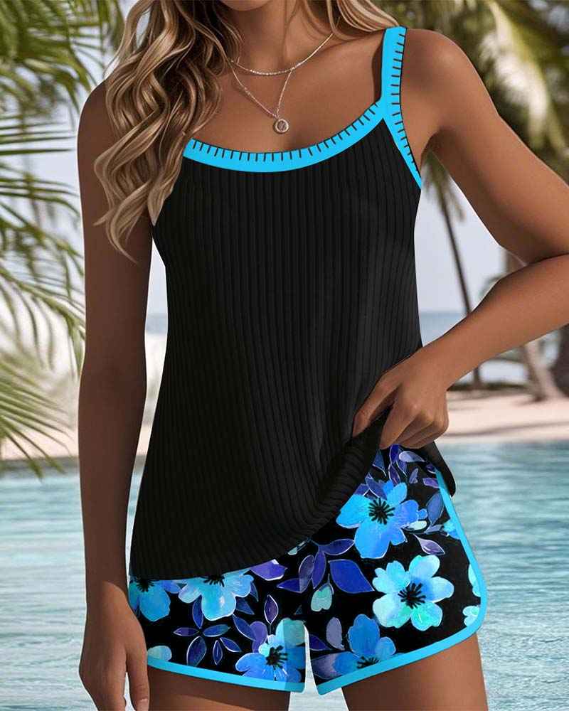 Maren Blütenprint Badeanzug-Tanktop mit passendem Boxer-Unterteil - Bild 5
