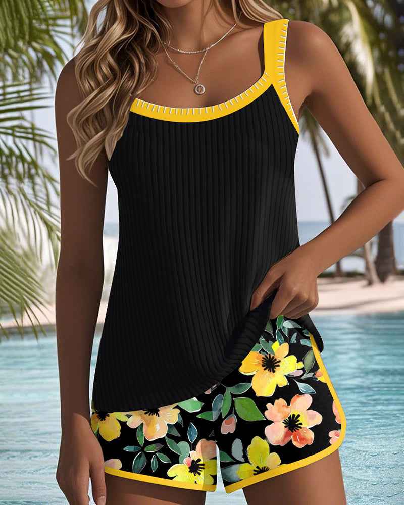 Maren Blütenprint Badeanzug-Tanktop mit passendem Boxer-Unterteil - Bild 4