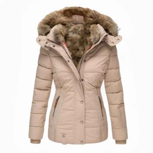 Anna™ luxuriöse kuschelige beige Fell-Winterjacke