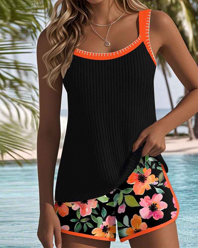 Maren Blütenprint Badeanzug-Tanktop mit passendem Boxer-Unterteil - Bild 6