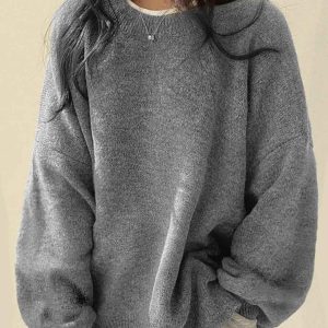 Strickpullover mit Drop-Shoulder, Rundhals und Schlitzsaum – Chic und gemütlich