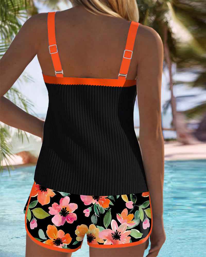 Maren Blütenprint Badeanzug-Tanktop mit passendem Boxer-Unterteil - Bild 9